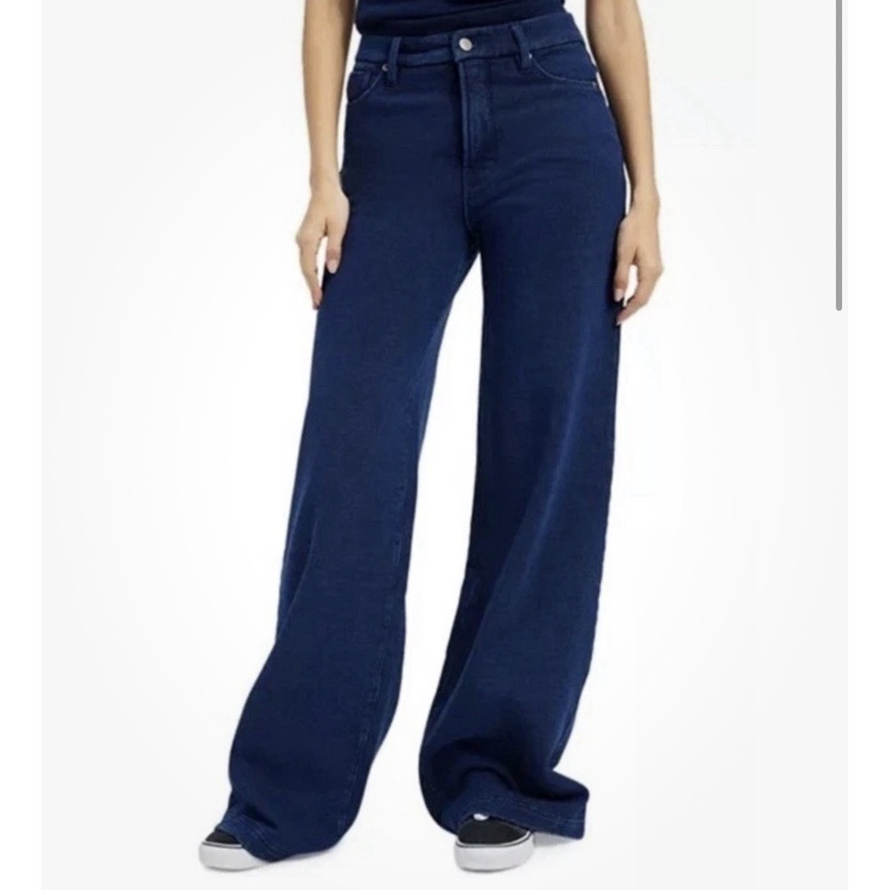 Good American Jeanius Good Skate High-Rise Wide-Leg Sweatpants Jeans Sz 12/32